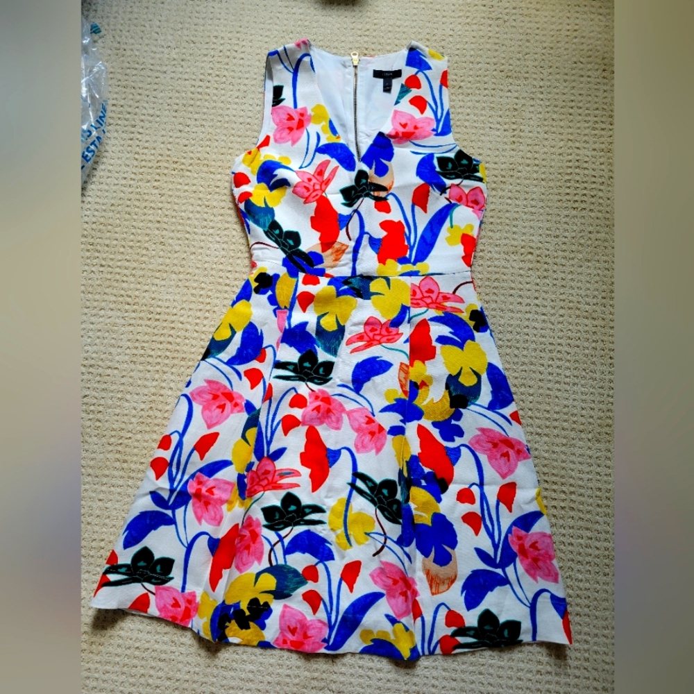 J crew floral linen dress